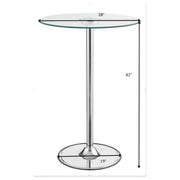 Thea Round 28-inch Glass Top LED Bistro Bar Table Chrome