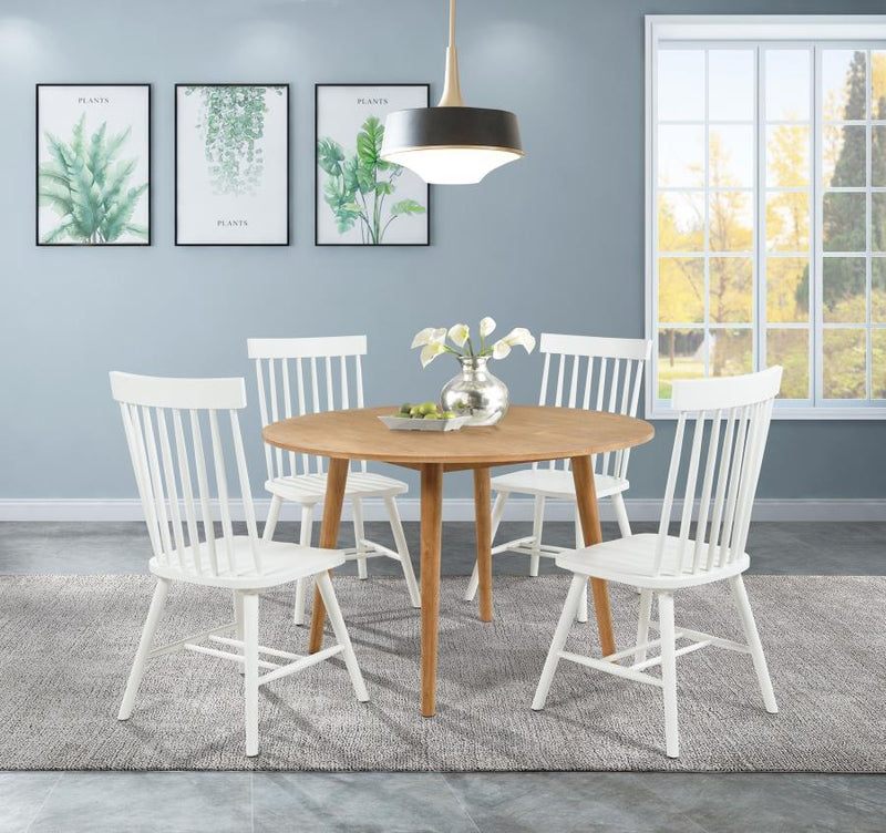 Andrews Round Wood Dining Room Table Set Light Ash White