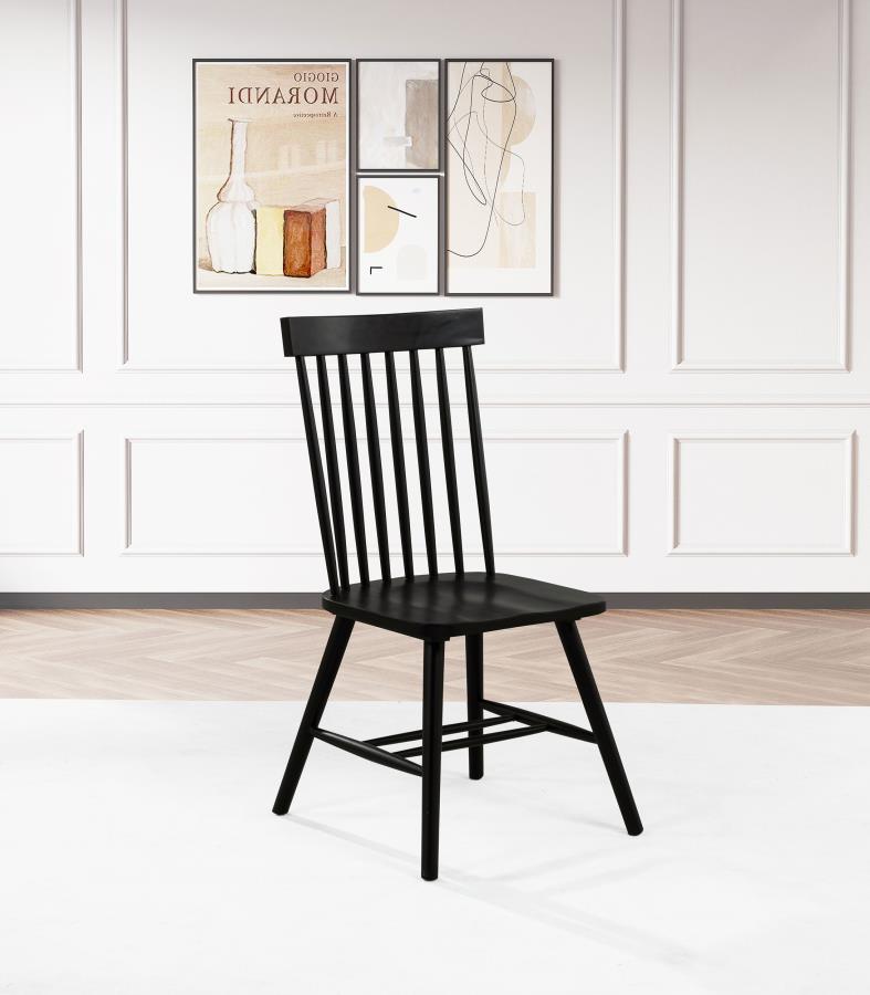 Andrews Windsor Spindle Back Dining Side Chair (Set of 2) Black