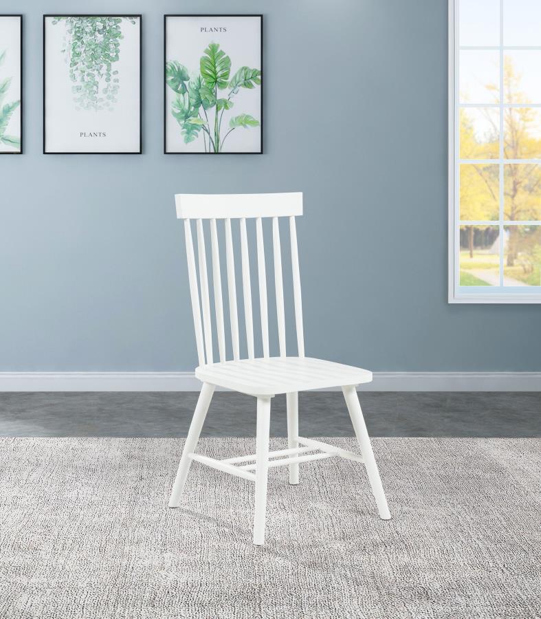Andrews Windsor Spindle Back Dining Side Chair (Set of 2) White
