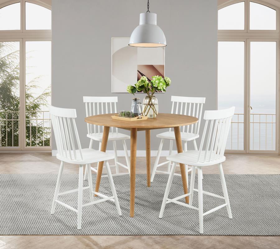 Andrews Round Counter Height Dining Set Light Ash White