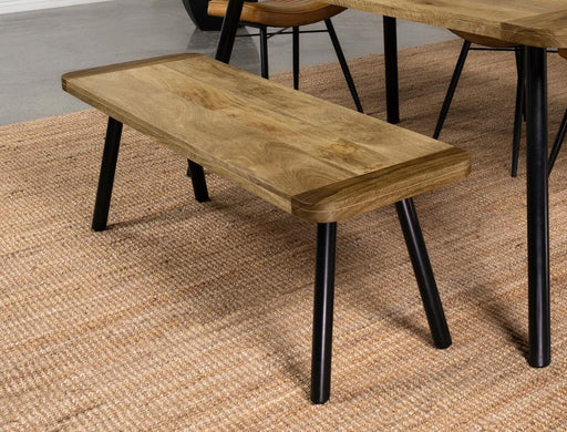 Maverick Wood Dining Bench Natural Mango and Black Default Title