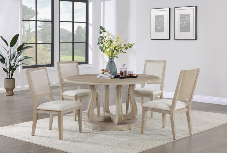 Trofello 5-piece Round Dining Table Set White Washed Default Title
