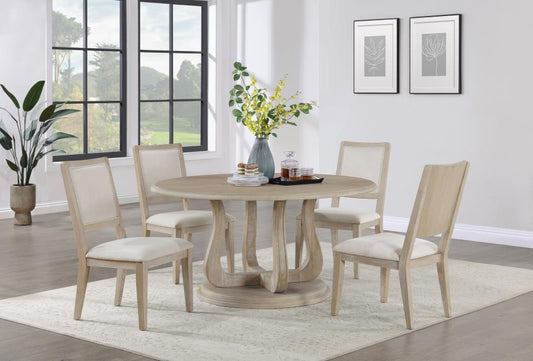 Trofello 5-piece Round Dining Table Set White Washed Default Title
