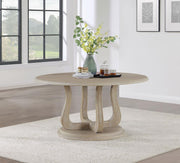 Trofello Round 60-inch Pedestal Dining Table White Washed Default Title