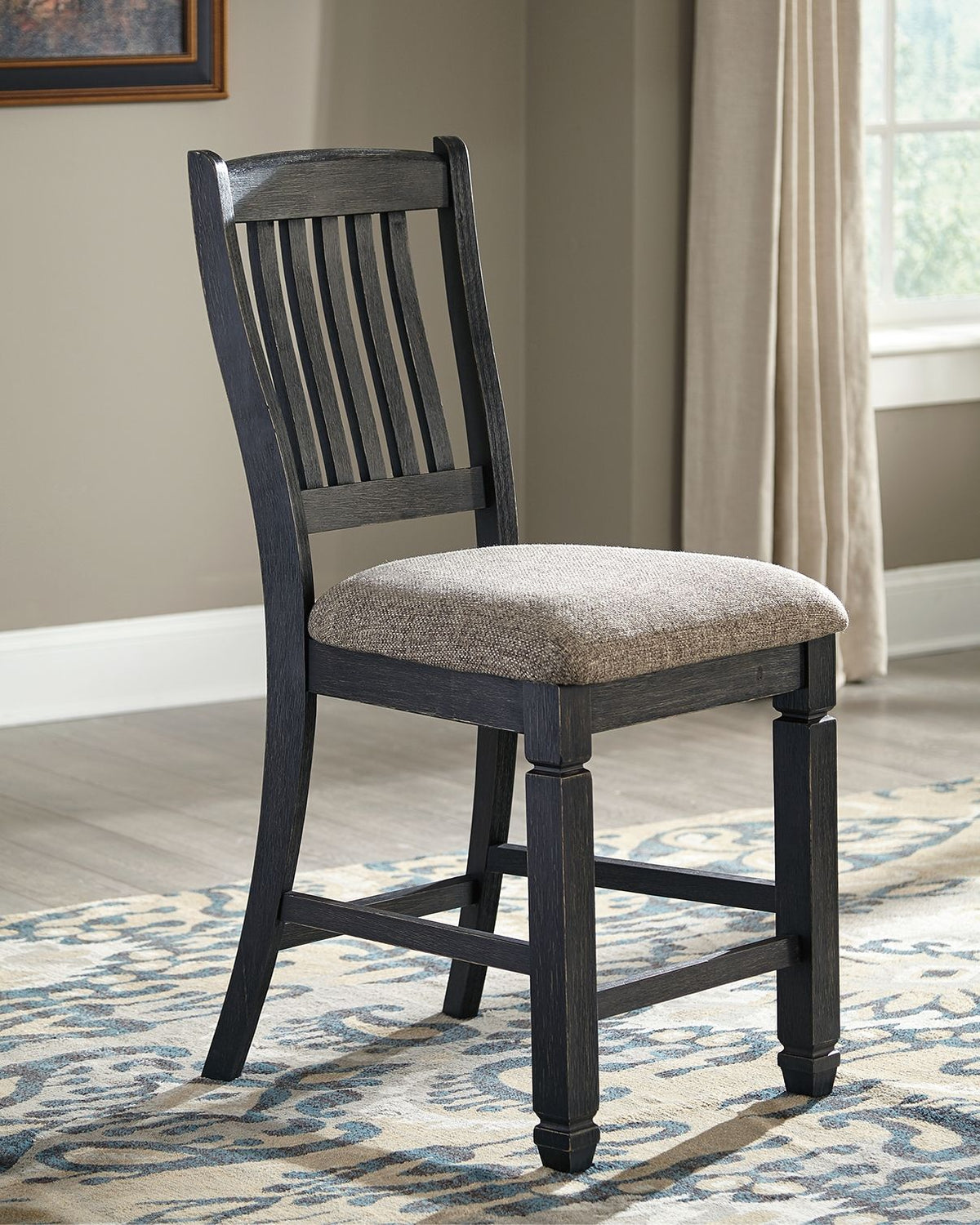 Tyler Creek - Upholstered Barstool (Set of 2) - Black / Grayish Brown