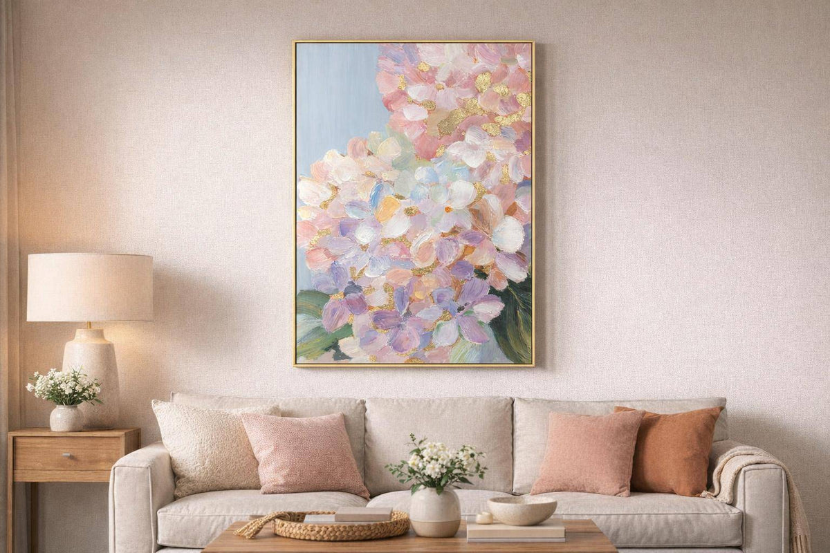 Petal Reverie II Hand-Embellished Canvas In Frame - Gold / Pink