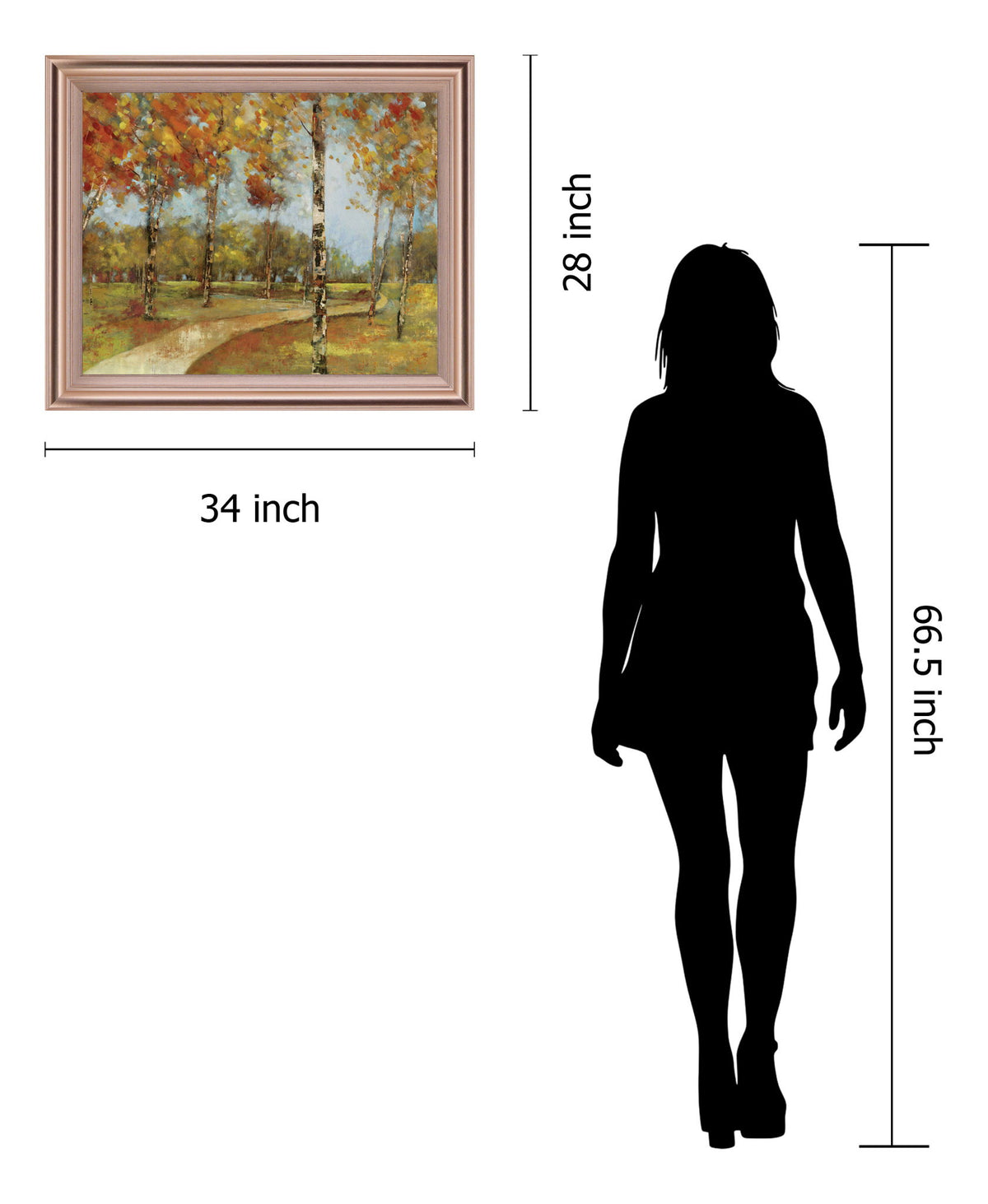 Golden Birch Trail - 28" x 34" Framed Wall Art - Light Brown