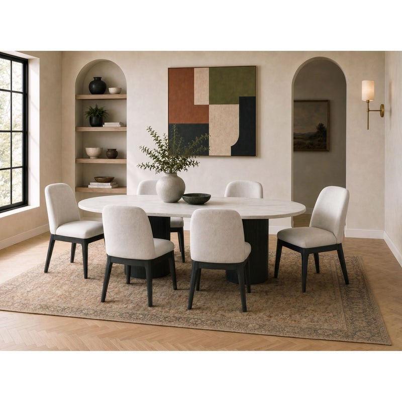 Sylvie - 7 Piece Standard Height Dining Set (Oval Table And Six Chairs) - Black With Grain