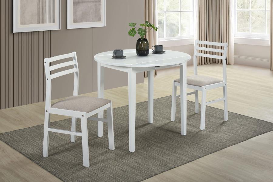 Bucknell Round Drop Leaf Dining Table Set White