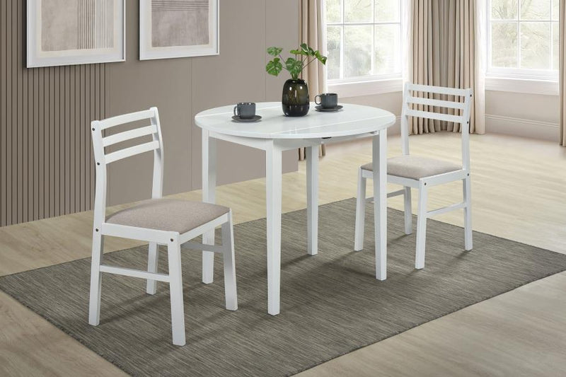 Bucknell Round Drop Leaf Dining Table Set White