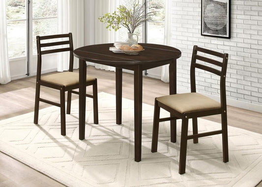 Bucknell Round Drop Leaf Dining Table Set Cappuccino