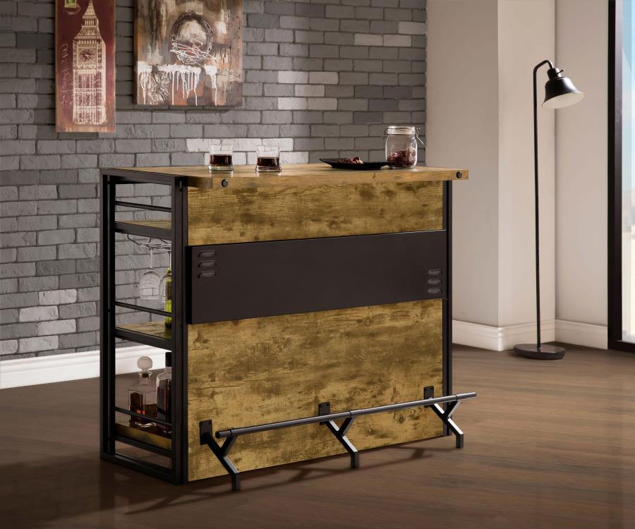 Renaldi 3-shelf Home Bar Wine Cabinet Rustic Nutmeg Default Title