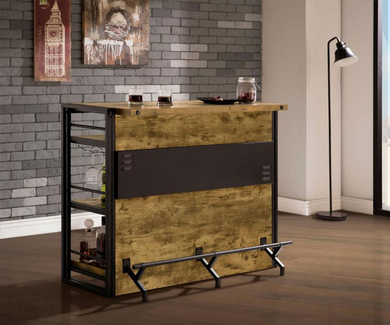 Renaldi 3-shelf Home Bar Wine Cabinet Rustic Nutmeg Default Title