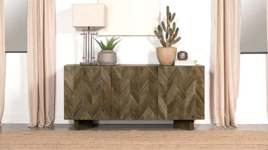 Tyler 3-door Solid Wood Sideboard Buffet Cabinet Mango Brown Default Title