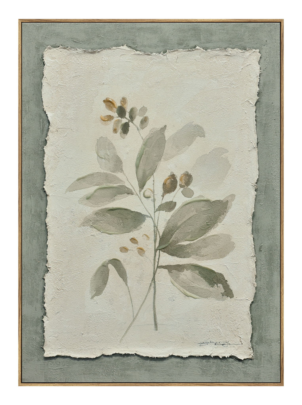 Muted Herb Study - 20" x 28" Framed Wall Art - Green