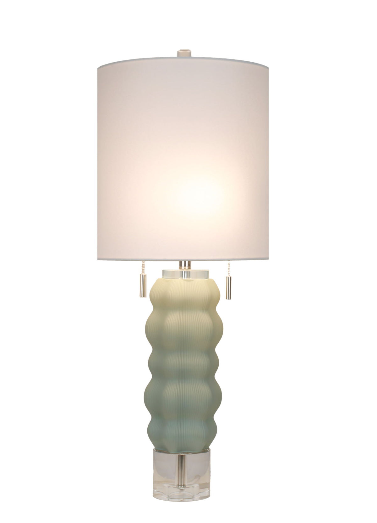 Oceanic Wave Glass & Crystal Table Lamp (Set of 2) - Mist Blue / Clear Crystal