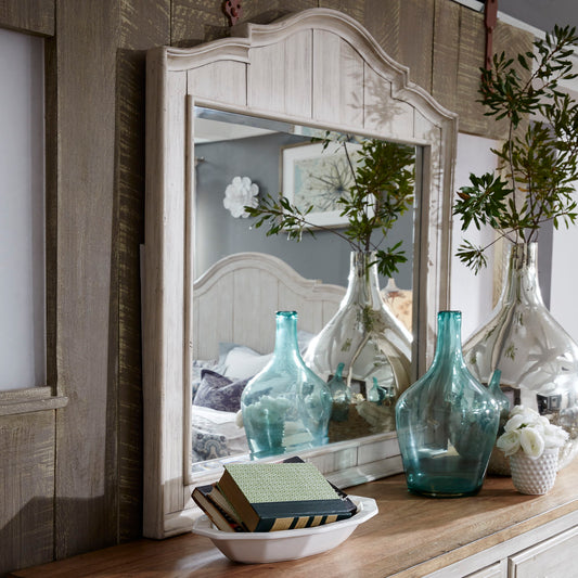 Farmhouse Reimagined - Mirror - Antique White / Chestnut Tops