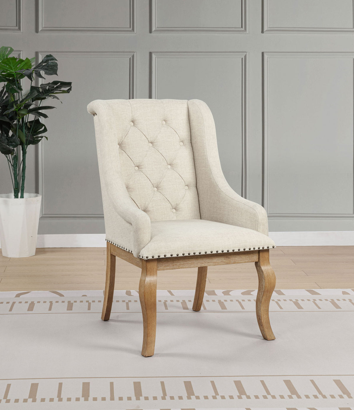 Brockway Upholstered Arm Chair Barley Brown (Set of 2)