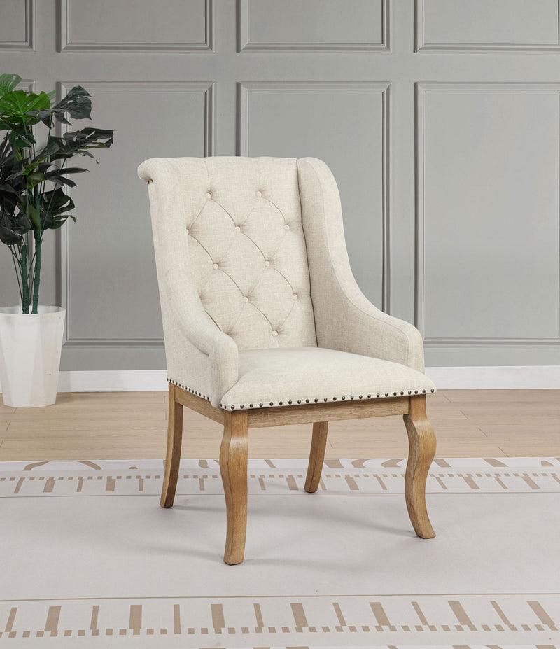 Brockway Upholstered Arm Chair Barley Brown (Set of 2)