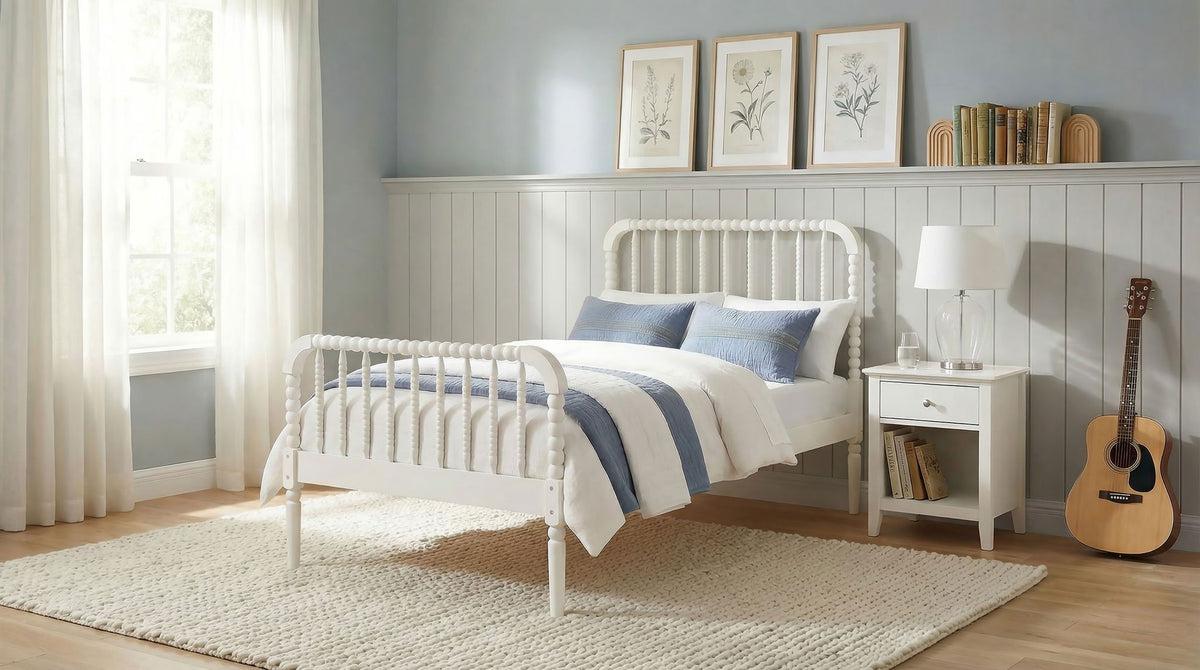 Jones Wood Twin Open Frame Bed White