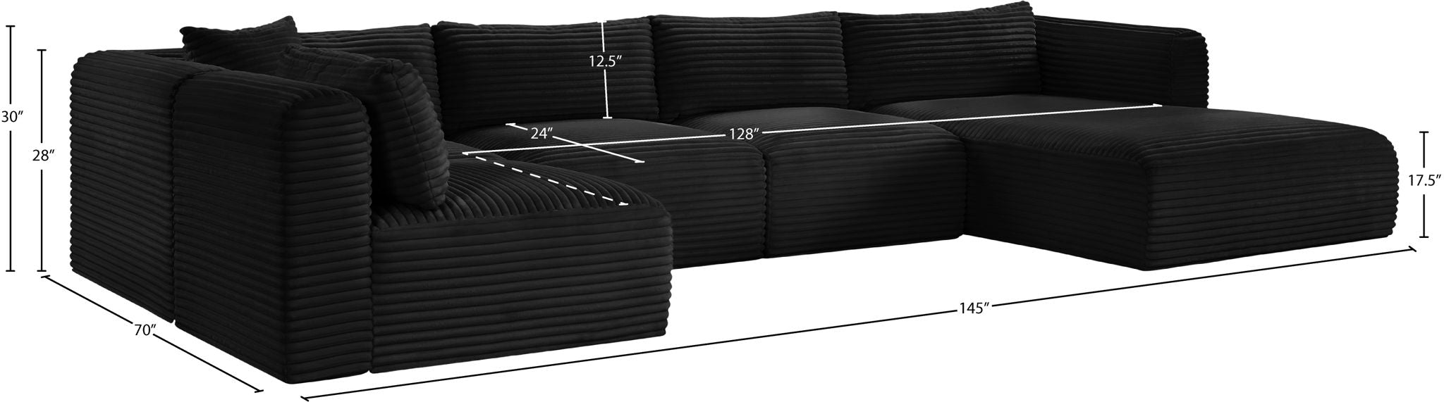 Shaggy - 5 Piece Modular U-Shaped Sectional