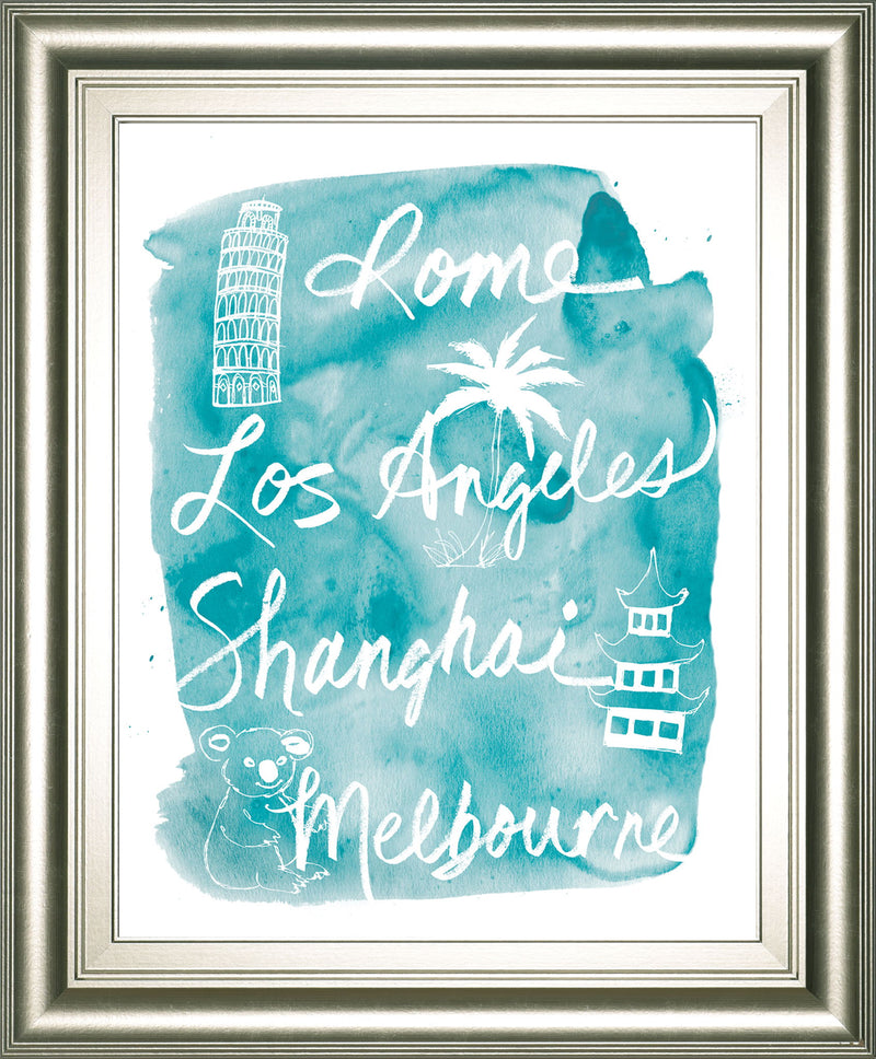 Sightseeing Il By Lottie Fontaine - Framed Print Wall Art - Light Blue