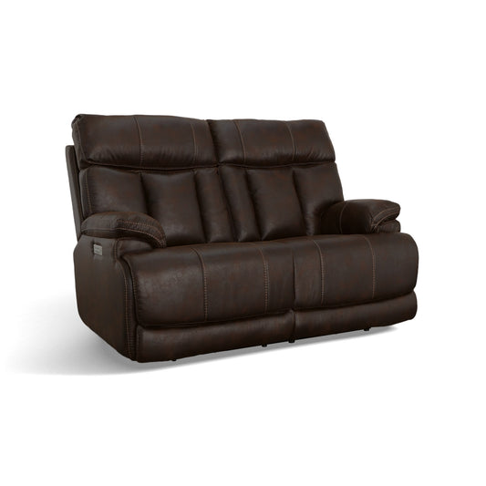 Flexsteel Clive Power Reclining Loveseat with Power Headrests & Lumbar