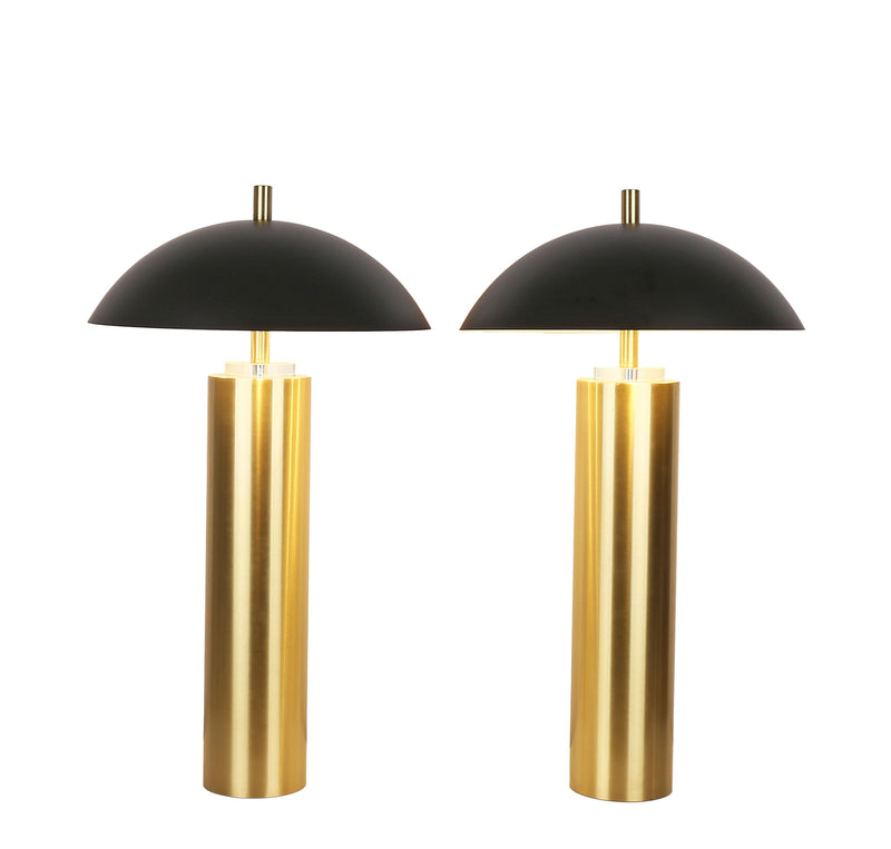 Aurora Column On/Off Touch, USB Charging, Metal & Crystal Table Lamp (Set of 2) - Soft Gold / Matte Black