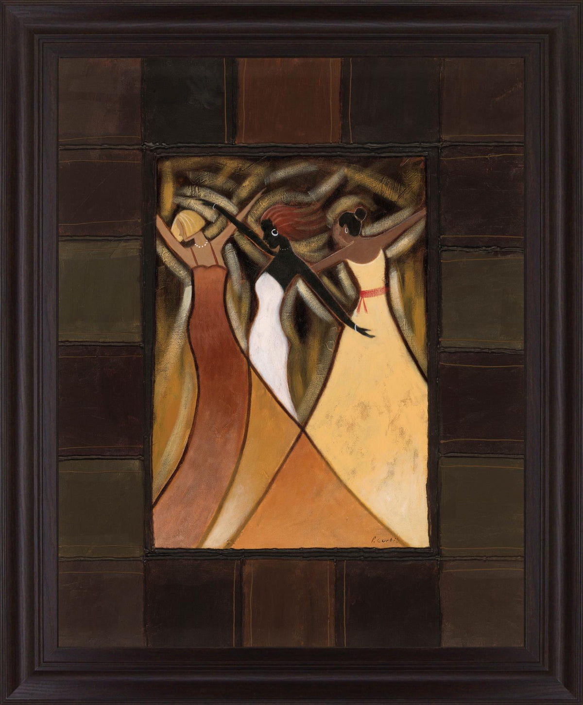 Rhythmic Grace - 28" x 34" Framed Wall Art - Dark Brown