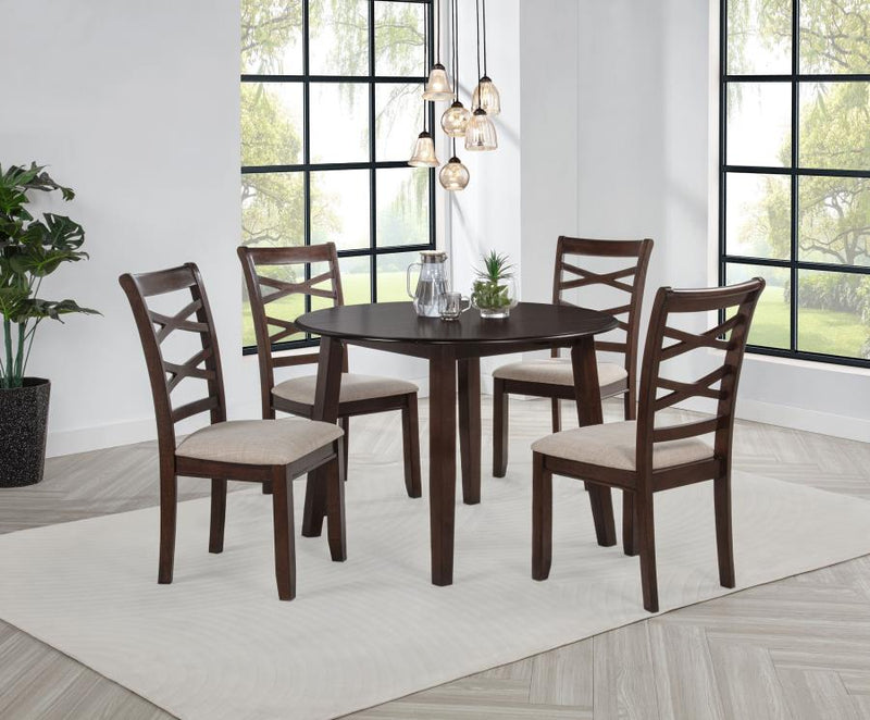 Barton 5-piece Round Wood Dining Table Set Dark Brown Default Title