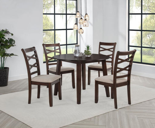 Barton 5-piece Round Wood Dining Table Set Dark Brown Default Title