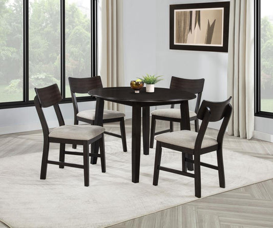 Catley 5-piece Round Drop Leaf Dining Table Set Dark Coffee Default Title