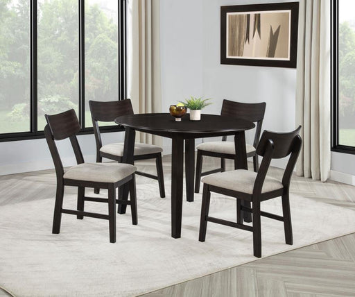 Catley 5-piece Round Drop Leaf Dining Table Set Dark Coffee Default Title