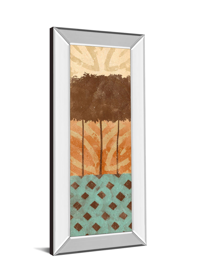 Tribal Trio Il By Alonzo Saunders - Mirror Framed Print Wall Art - Light Brown