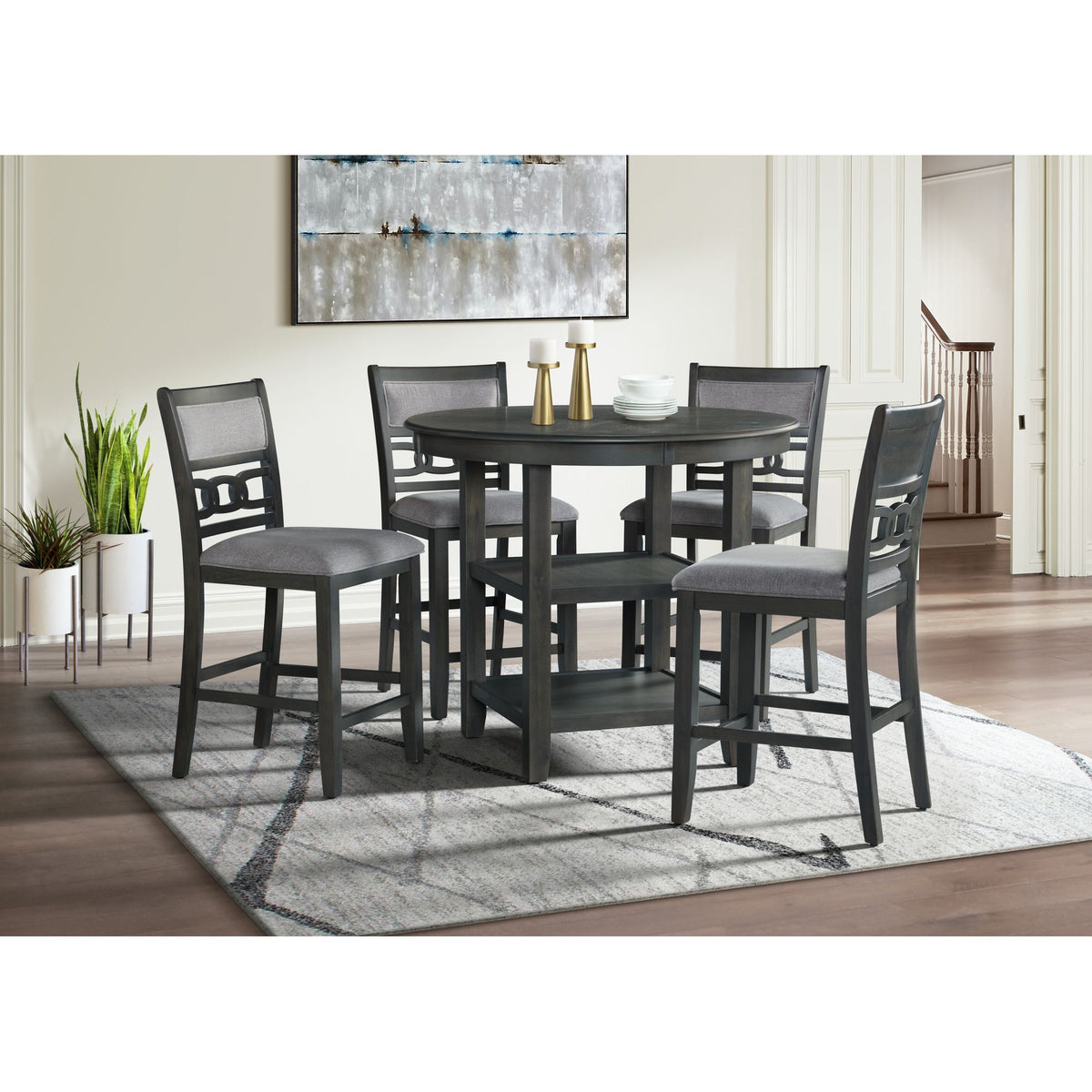 Amherst - Counter Table With Wood Leg - Gray Finish