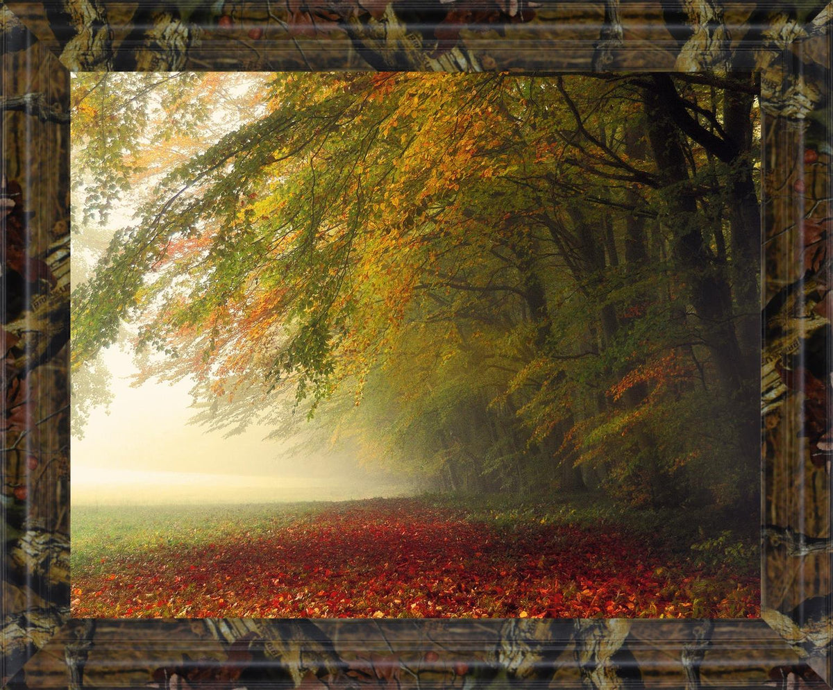 Golden Woodland Veil - 28" x 34" Framed Wall Art - Green
