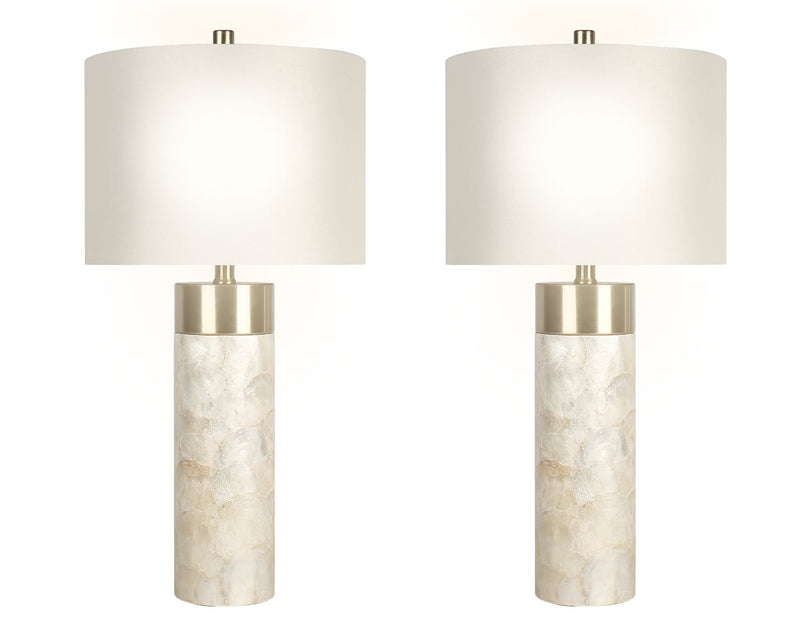 "Luminous Shell" Shell And Metal Table Lamp (Set of 2) - Natural Shell / Soft Gold / Beige
