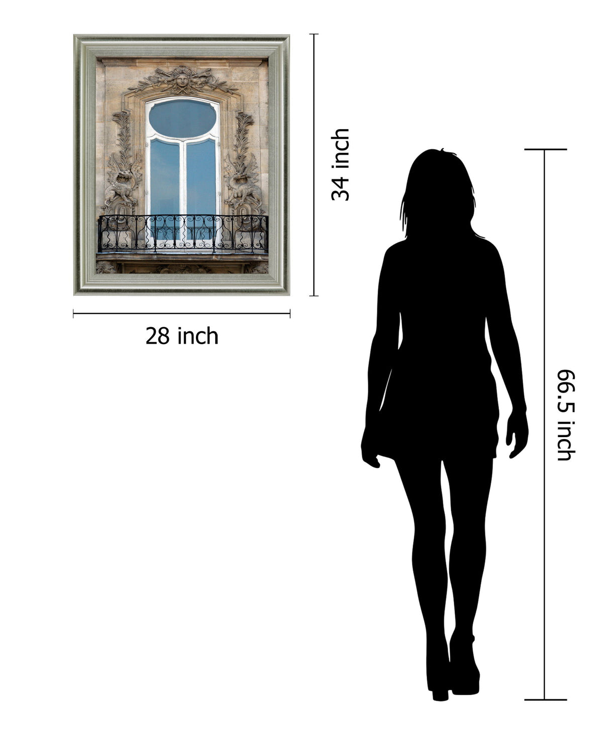 Ornate Balcony Gaze - 28" x 34" Framed Wall Art - Gray