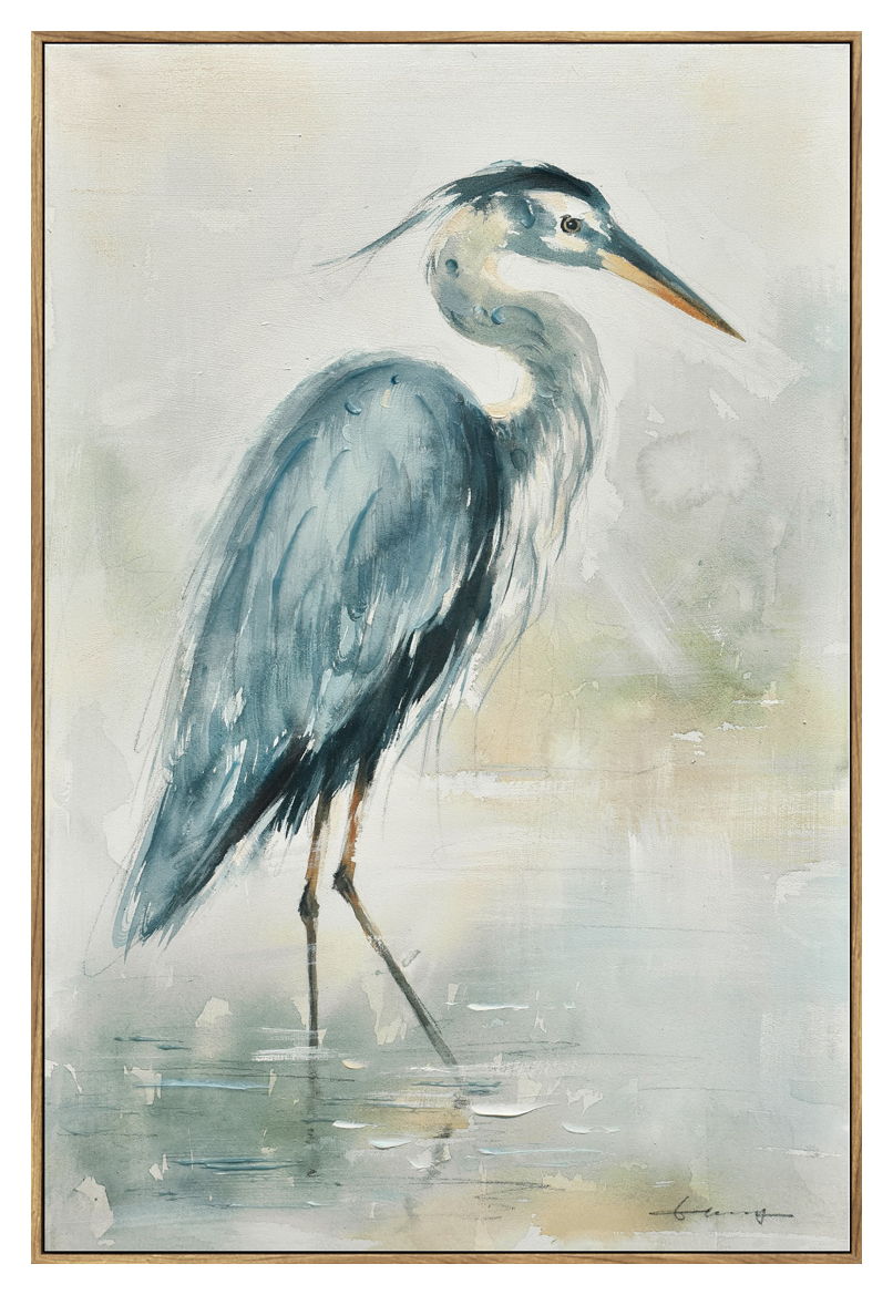 Azure Wading Grace - 39" x 24" Framed Wall Art - Beige