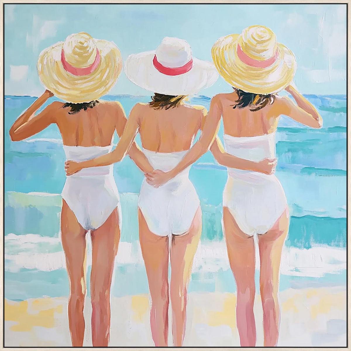 Seaside Sisterhood - 32" x 32" Framed Wall Art - Blue
