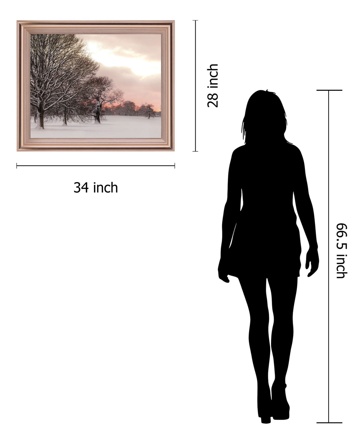 Icy Dawnview - 28" x 34" Framed Wall Art - Pink
