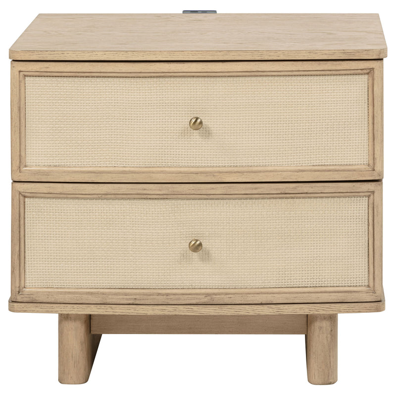 Kailani 2-drawer Nightstand Bedside Table Beige Oak