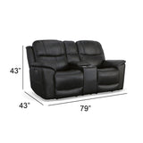 Crew Power Reclining Loveseat w/Console with Power Headrests and Lumbar - Black