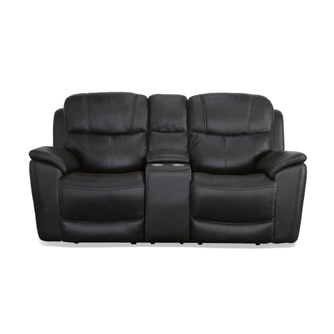 Crew Power Reclining Loveseat w/Console with Power Headrests and Lumbar - Black