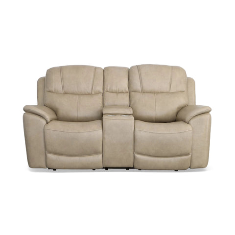 Crew Power Reclining Loveseat w/Console with Power Headrests and Lumbar - Cream