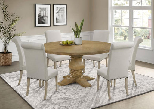 Florence Round Dining Table Set Rustic Honey 7-piece
