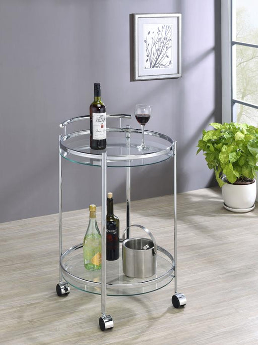 Chrissy Round Glass Shelf Metal Bar Cart Chrome Default Title
