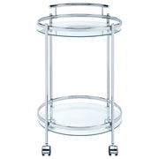 Chrissy Round Glass Shelf Metal Bar Cart Chrome