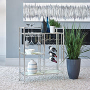 Derion 3-tier Rectangular Glass Shelf Metal Bar Cart Chrome Default Title